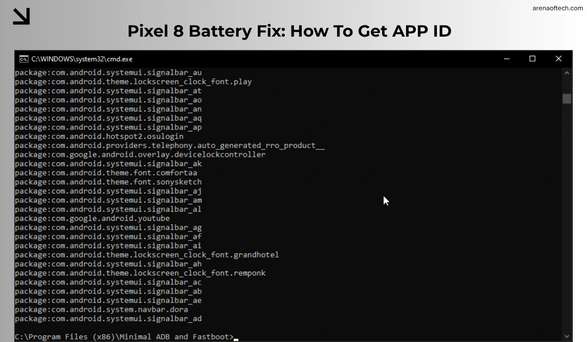 Using ADB to hunt down specific app package IDs like 'com.facebook.katana' within a crowded command prompt window