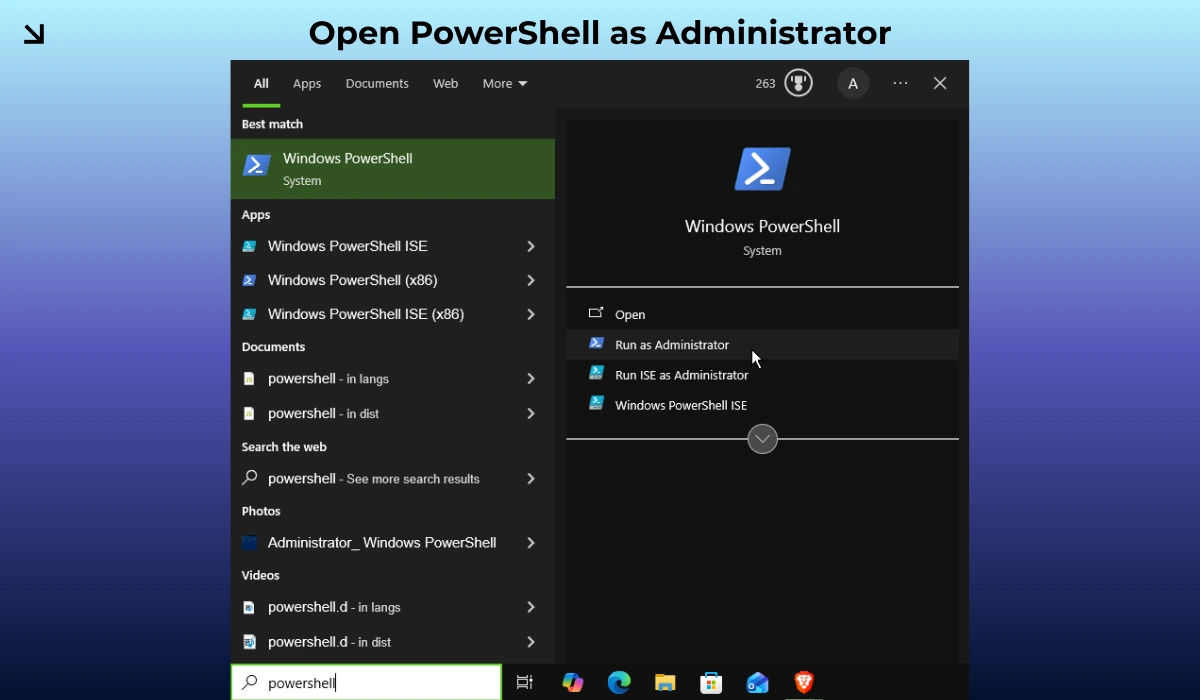Open Powershell as administrator